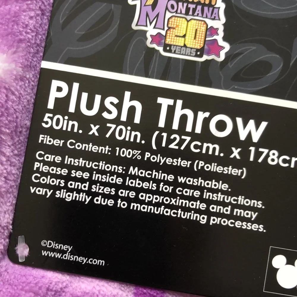 Disney Hannah Montana 20 Years Plush Throw Blanket